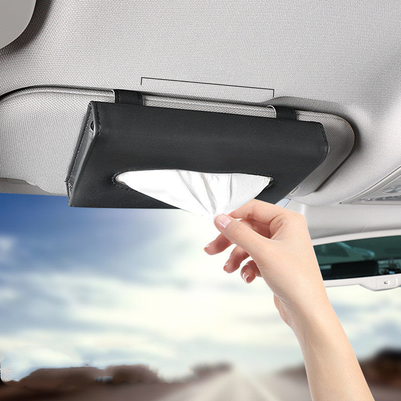Kreative Auto-Sonnenblende Taschentuchbox mit Rechnungsmappe Kartenfach Kartenhalter Auto-Hängend Schiebedach Serviettentasche