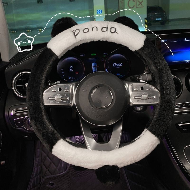 Auto-Sitzkissen Winter Plüsch Süßer Cartoon Panda Sitzbezug