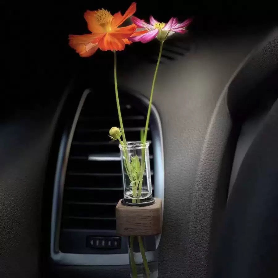 Massivholz Auto-Luftauslass Blumenvase - Kreative Deko-Flasche