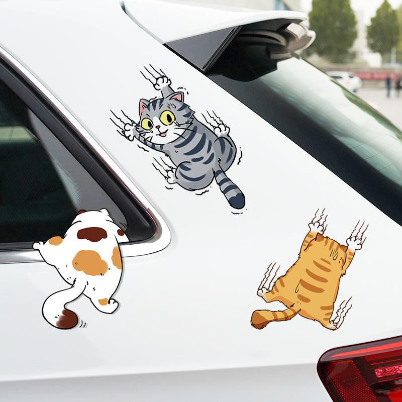 Personalisierte Katzen-Cartoon Auto-Scheibenwischer Abdeckung Aufkleber Set