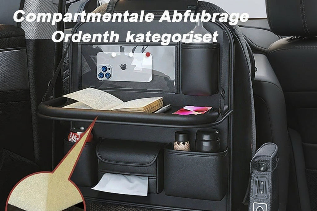 Auto Sitzorganizer für Rücksitz – Organizer mit Klapptisch &amp; Tablet-Halter 