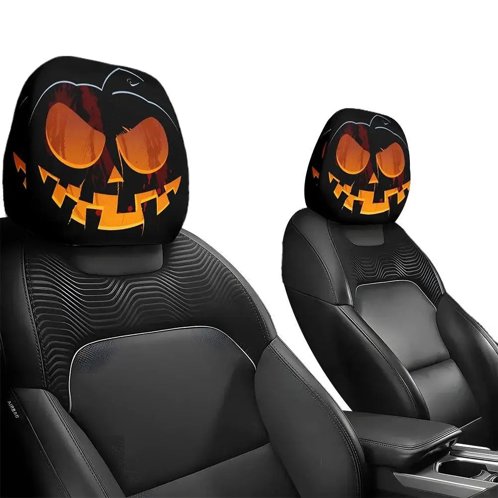 2 Stück Smiley-Gesicht Bedruckte Auto-Kissenbezüge Weich Bequem Dekorative Kissenhülle Auto-Sitz Kopfstütze Waschbar Polyester-Stoff