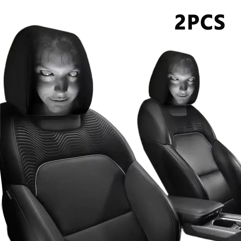 2 Stück Smiley-Gesicht Bedruckte Auto-Kissenbezüge Weich Bequem Dekorative Kissenhülle Auto-Sitz Kopfstütze Waschbar Polyester-Stoff