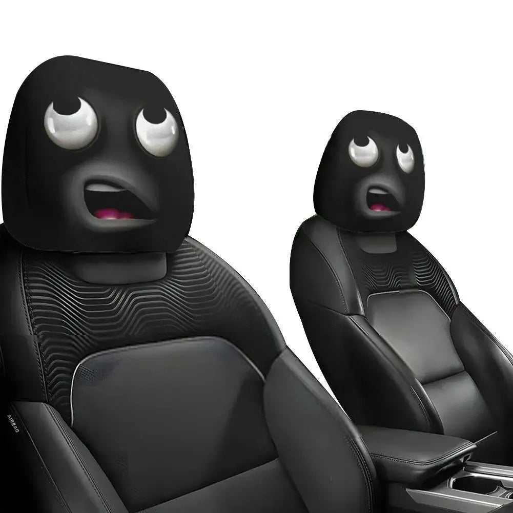 2 Stück Smiley-Gesicht Bedruckte Auto-Kissenbezüge Weich Bequem Dekorative Kissenhülle Auto-Sitz Kopfstütze Waschbar Polyester-Stoff