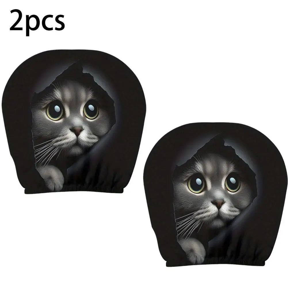 2 Stück Smiley-Gesicht Bedruckte Auto-Kissenbezüge Weich Bequem Dekorative Kissenhülle Auto-Sitz Kopfstütze Waschbar Polyester-Stoff