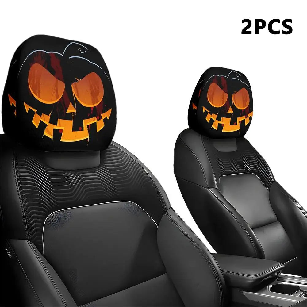2 Stück Smiley-Gesicht Bedruckte Auto-Kissenbezüge Weich Bequem Dekorative Kissenhülle Auto-Sitz Kopfstütze Waschbar Polyester-Stoff