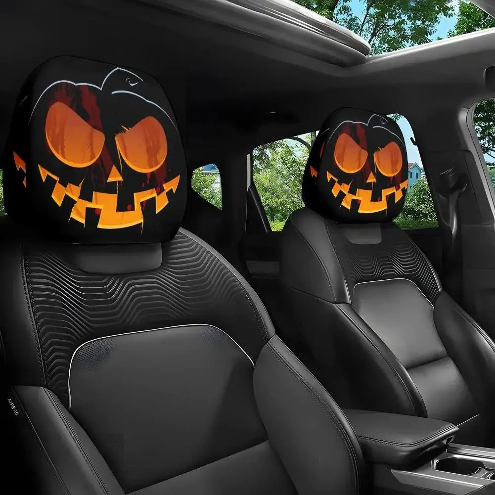 2 Stück Smiley-Gesicht Bedruckte Auto-Kissenbezüge Weich Bequem Dekorative Kissenhülle Auto-Sitz Kopfstütze Waschbar Polyester-Stoff