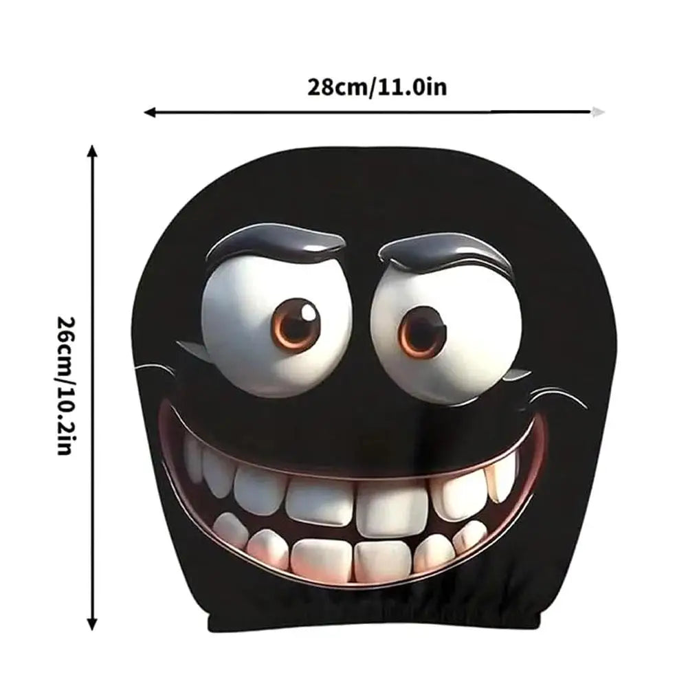 2 Stück Smiley-Gesicht Bedruckte Auto-Kissenbezüge Weich Bequem Dekorative Kissenhülle Auto-Sitz Kopfstütze Waschbar Polyester-Stoff