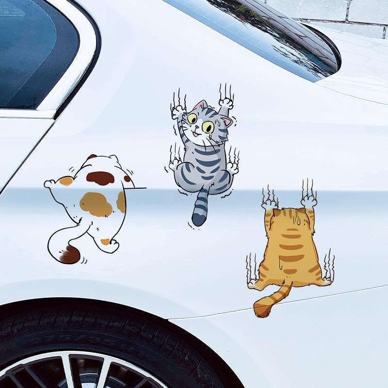 Personalisierte Katzen-Cartoon Auto-Scheibenwischer Abdeckung Aufkleber Set