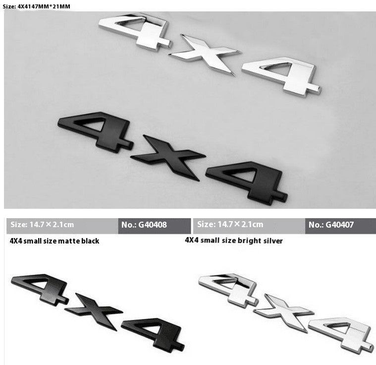 3D Metall-Aufkleber 4x4 Allrad Geländewagen Heckklappe Emblem