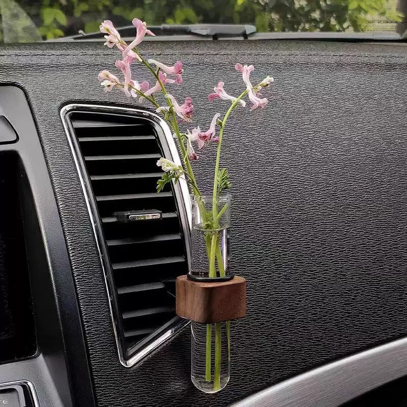 Massivholz Auto-Luftauslass Blumenvase - Kreative Deko-Flasche
