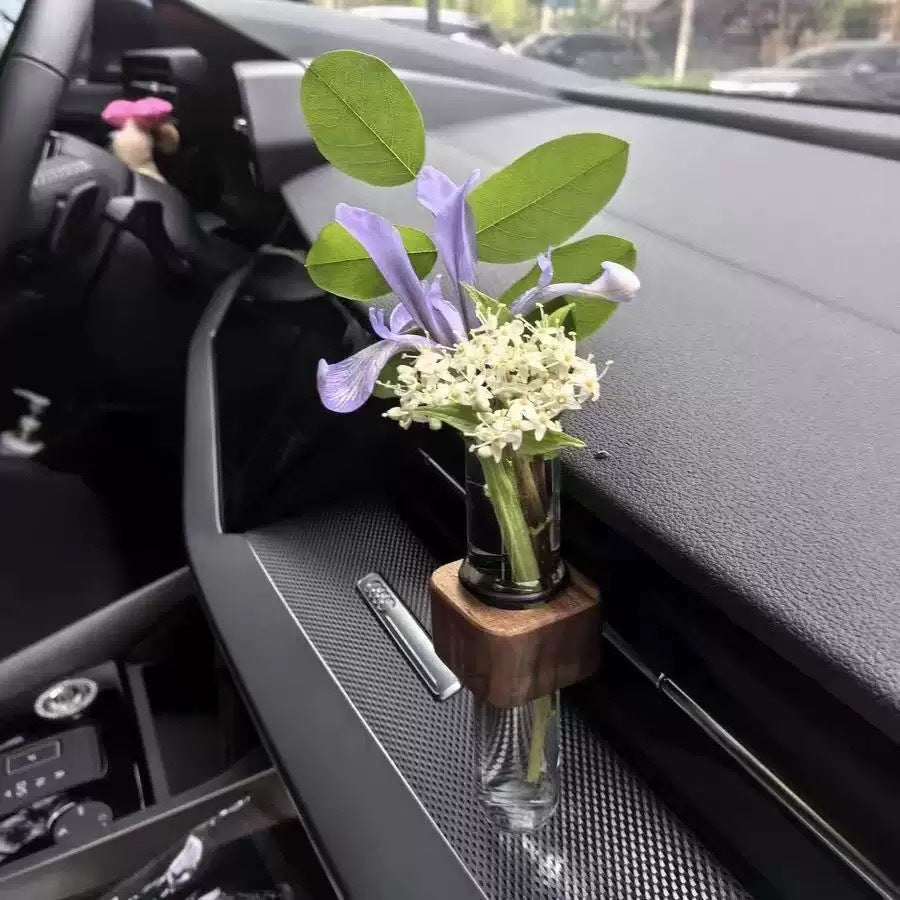 Massivholz Auto-Luftauslass Blumenvase - Kreative Deko-Flasche